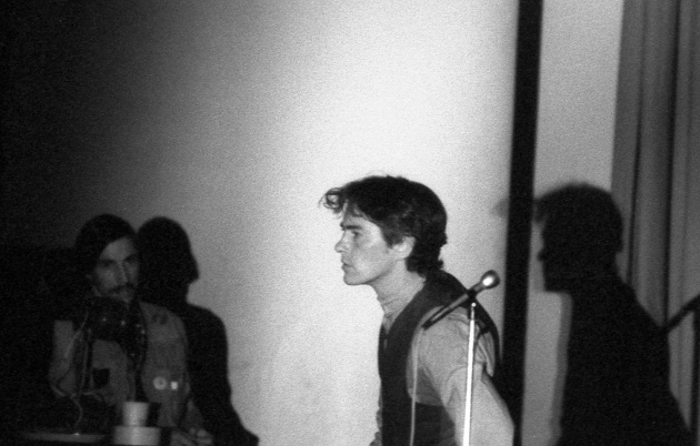 Jack Dale, Michael Maclure reading at the Trips Festival, 1966