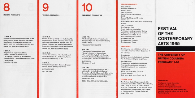 Program for Festival of the Contemporary Arts, 1965